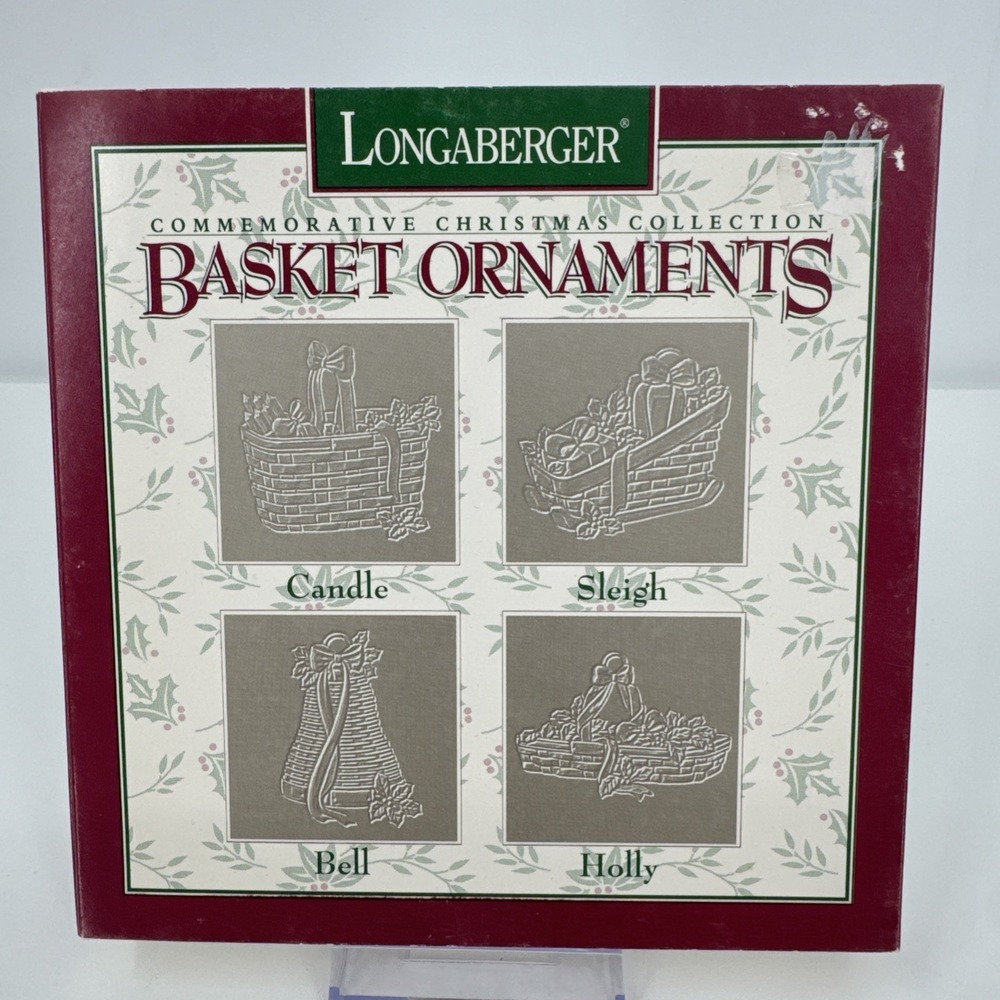 Vtg 1994 Longaberger Pewter Basket Ornaments Set of 4 Christmas Themed 72311